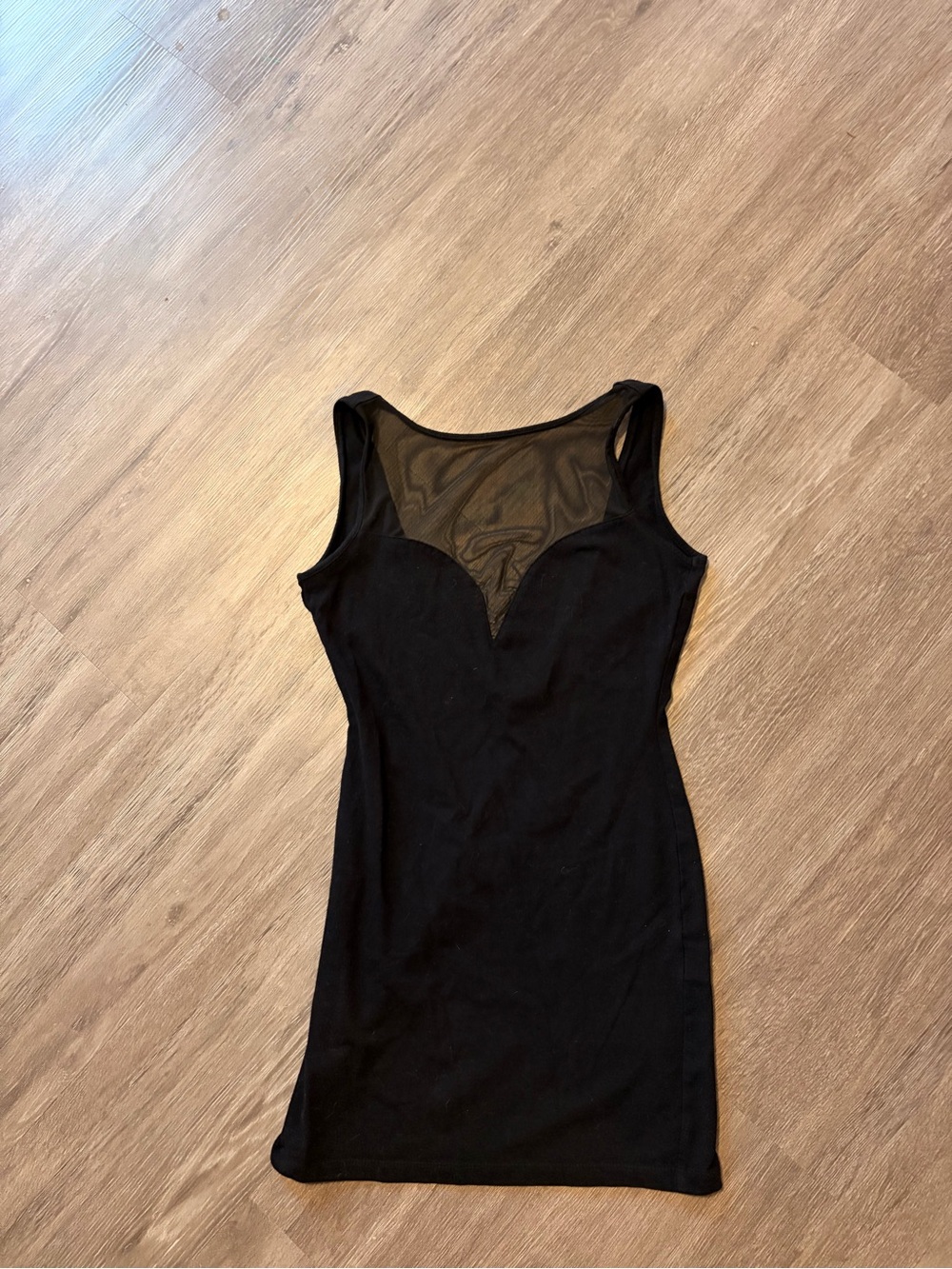 SHEIN Black Mesh Panel Bodycon Slip Dress